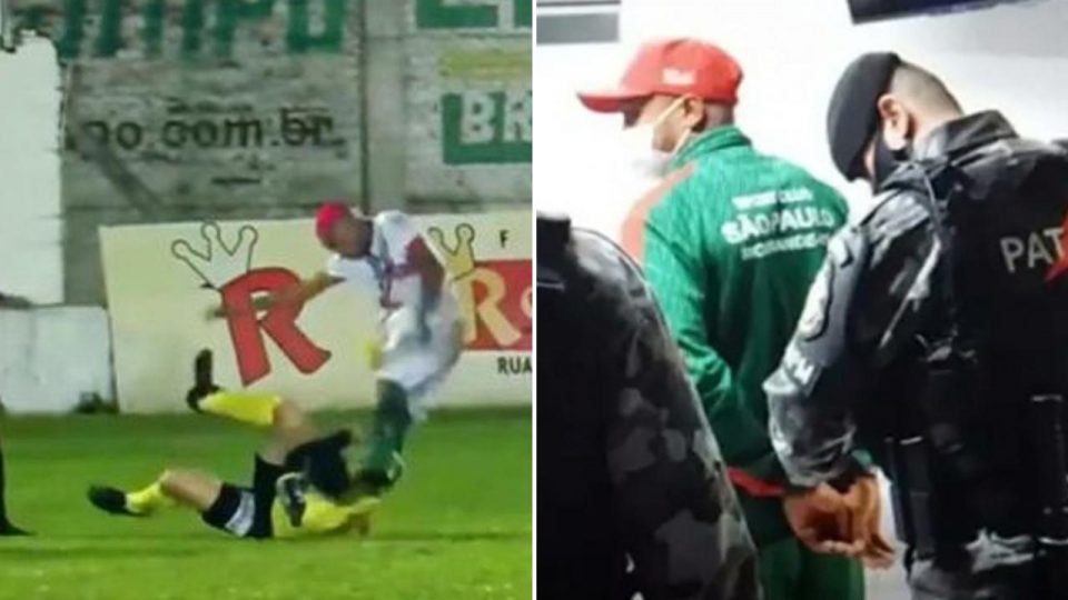 Hakeme saldıran futbolcu maç sırasında tutuklandı
